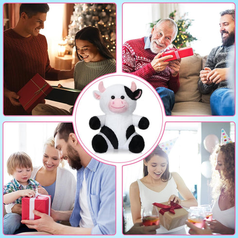 Syhood 6 Pcs 10 Inch Cow Stuffed Animal Plush Toy, Soft Cuddly Cow Plushie Doll, Cute Black and White Gifts for Kids