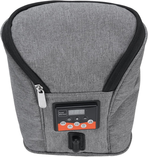 Portable Adjustable Temperature Baby Bottle Warmer Bag - Insulated Milk Heater for Outdoor Use (Grey)