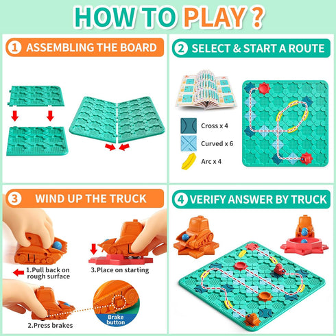 Logical Road Builder Games, STEM Family Board Game, Educational Smart Brain Teasers for Kids Age 4-8 Birthday Gifts