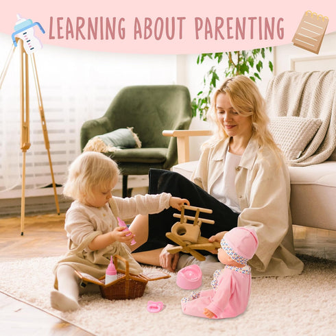 Toy Choi's 16 Inch Interactive Baby Doll, Pink - Talking Feeding Doll with Sounds and Accessories
