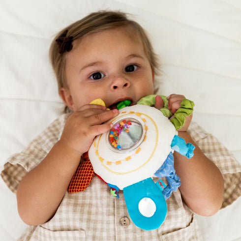 HABA Cuddly Rainbow Round Teether - Soft Multicolored Activity Toy
