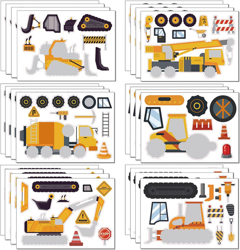 24 Sheets Construction Truck Stickers Make Your Own Truck Stickers Boys Birthday