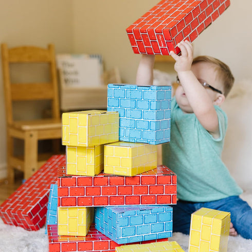 Melissa & Doug Jumbo Extra-Thick Cardboard Building Blocks - 40 Blocks in 3 Sizes for Pretend Building