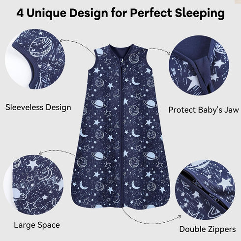 6-12 3 Pack 100% 0.5 2-Way Unnivoll Baby Sleep Sack Months Cotton Lightweight TOG Wearable Blanket Baby Sleep Bag