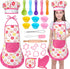 GIFTINBOX Kids Cooking and Baking Chef Set, 25PCS with Kids Apron, Chef Hat & Utensils, Birthday Toys for 3-8 Yr Olds