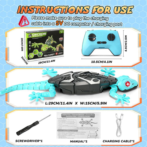 3+Years KETIEE RC Wall Crawler Gecko: Wall Climbing Gecko Toy for Kids, Remote Control Climbing Lizard with Led Glowing