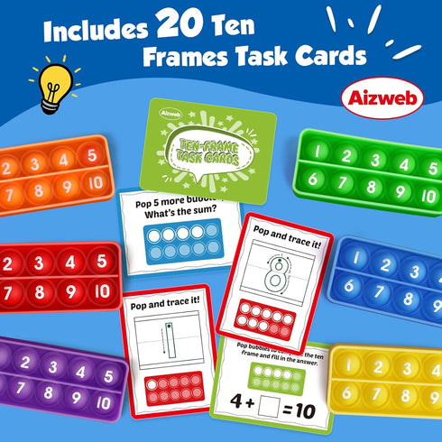 Ten-Frame Math Manipulative for Elementary, Counting Number Math Games, Montessori Educational Toy for Kindergarten