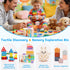 FlufiFiea 6-18 5-in-1 Set 1-3 Baby Toys for Months, Montessori Educational Toy with Soft Teething Toy Stacking Blocks