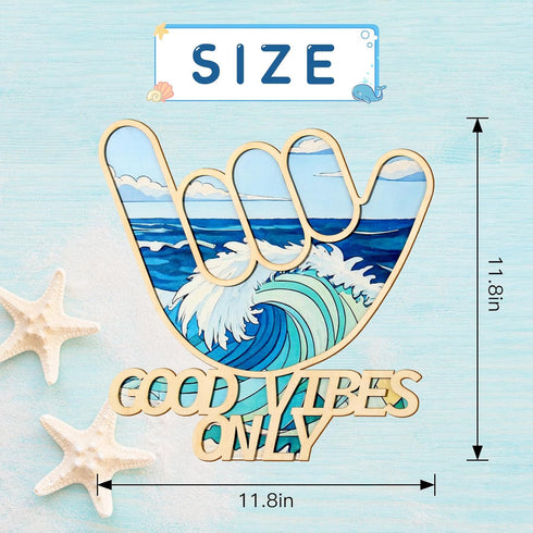 Bnesi Wooden Hawaiian Decor Surfer Hand Sign Surfer Decor Cool Surf Board Wall Decor Beach Room Decor for Nursery Room