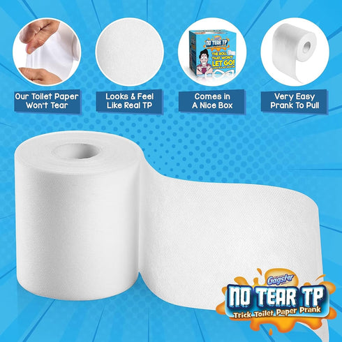 Gagster No Tear Toilet Paper – Fake Unrippable TP Rolls for Practical Joke – Funny Gift for Adults & Kids