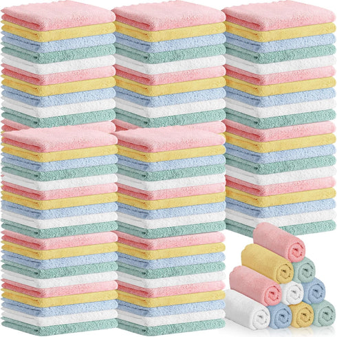 Newwiee 120 Pack Baby Washcloths 9 x 8 Inch Coral Fleece Baby