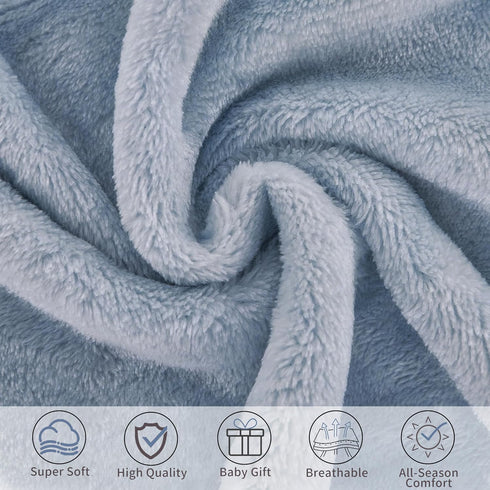 2 Inch 30''x40''Blue Pro Goleem Fleece Baby Blanket with Satin Trim Soft Anti-Static Plush Blanket for Boys and Girls