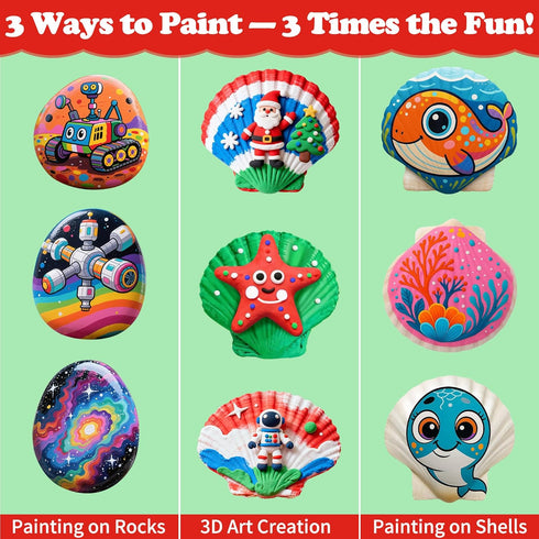 6-12, Awsoo Glow in The Dark Rock & Shell Painting Kit Arts and Crafts for Kids Ages Kids Craft Paint Kit, Art Supplies