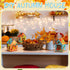 12 Sets Wooden Fall Halloween Houses, DIY Unfinished Craft Kit with Pumpkin Decor and Watercolor Pens