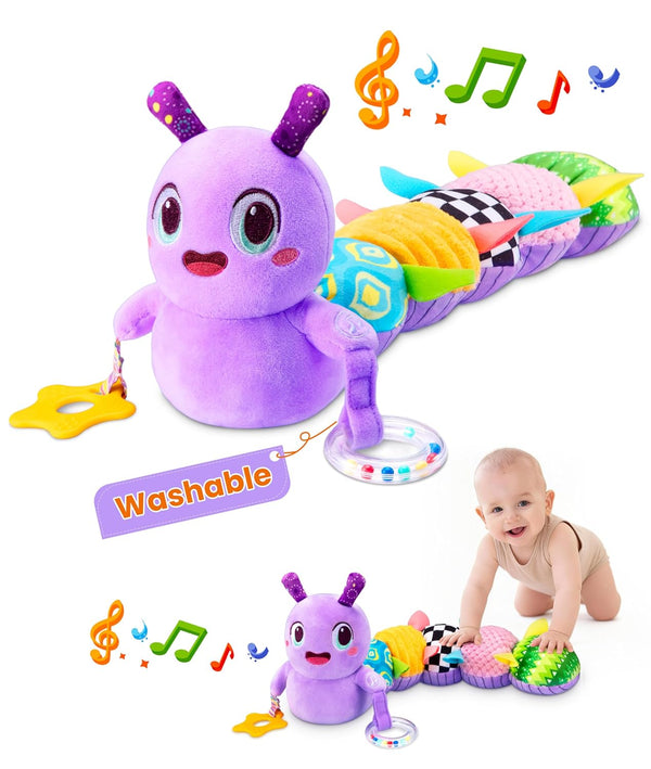 Baby Toys 0-6 Months, Washable Baby Musical Caterpillar Toys with 10 Kid's