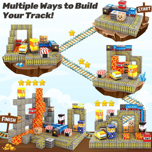 Set, 3+ 4-6 6-8 5-7 Coodoo Magnetic Blocks - Build Mine Magnet World Mine Train Track Magnetic Building Blocks Toddler
