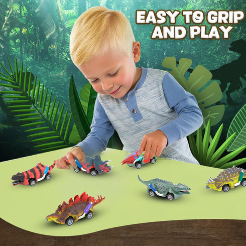 3-5 6 Pack 3 4 5 EASYFUN Dinosaur Toys for Kids Pull Back Toy Cars Dino Toys for and Up Boys Girls Dinosaur Games
