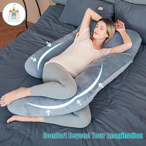 Cute Castle 57 Inch Pregnancy Pillows, Soft U-Shape Maternity Pillow with Removable Cover - Full Body Pillows
