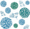Fashion 3D DIY Creative Blue Flowers Wall Decals, Removable Flower Vines Wall Stickers for Living Room, Nursery Room