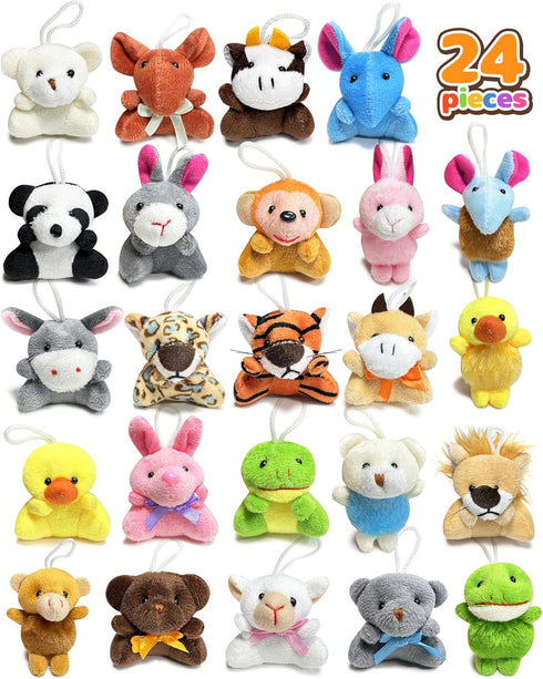 Kidific 24 Pack Mini Stuffed Animals, Small Plush Keychain Party Favors for Kids