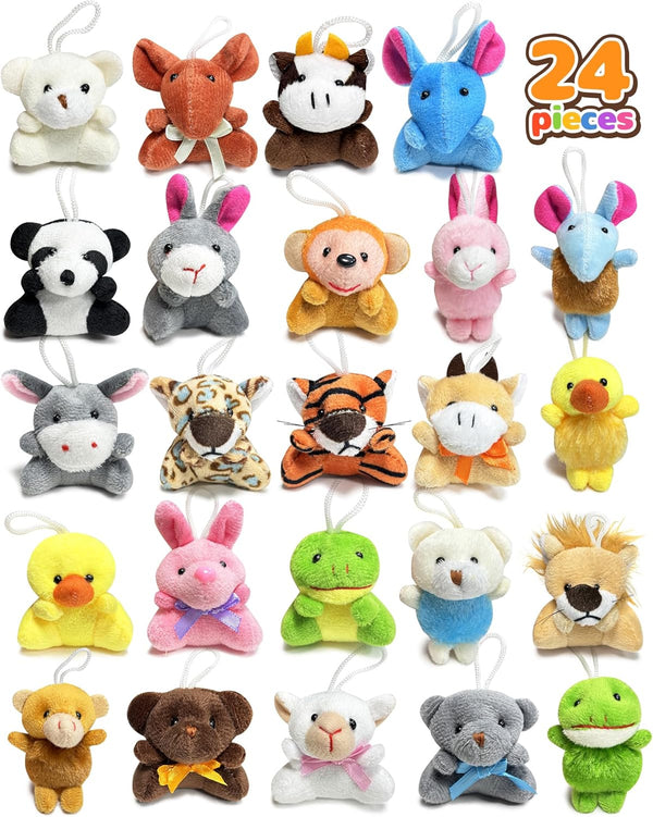 Kidific 24 Pack Mini Stuffed Animals, Small Plush Keychain Party Favors for Kids