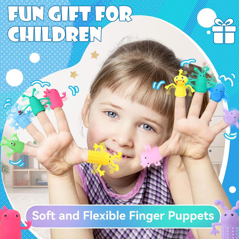 Booson 120 14 PCS Finger Puppets Toys Cute Monster Finger Puppets Soft Rubber Stretchy Fidget Doll Toys for Role