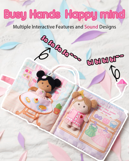 1-3 LeyaDoll Interactive Sensory Soft Cloth Book, Educational Crinkle Quiet Activity Busy Book for Babies,Toddler
