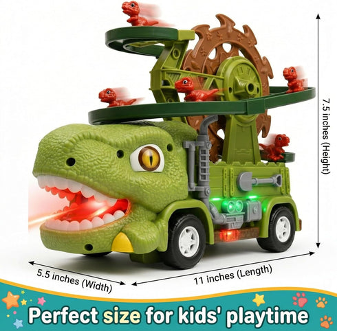 3 4 5 6 7 8, 3-in-1 3 Dinosaur Truck Toy For Kids Ages Dinosaur Truck, Sliding Little Dinos On Tracks , & Glow in Dark