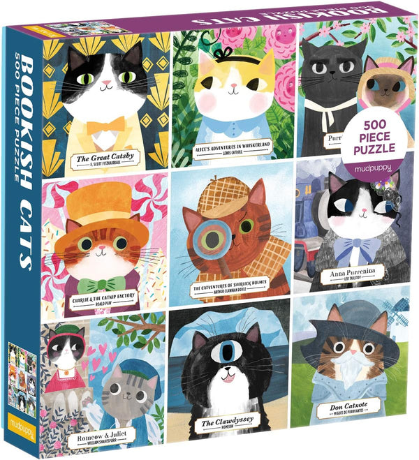 Abrams 500 Piece Family Puzzle, Bookish Cats, Multicolor