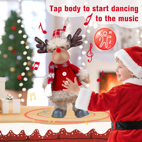 Electric Reindeer with Singing, Dancing, Christmas Animatronics Musical Reindeer, Christmas Plush Doll, Xmas Gift