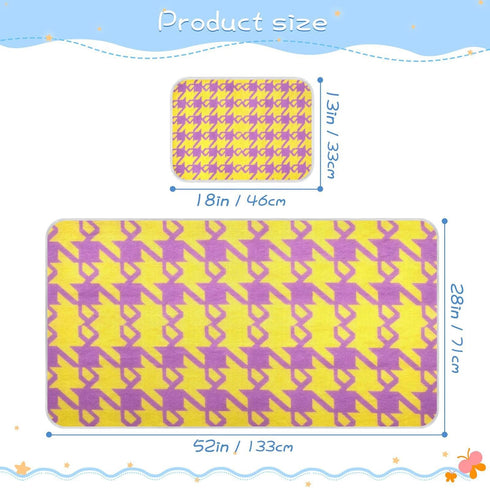 SyXIOP 28" 52" Houndstooth Purple Yellow Cooling Baby Crib Mattress Topper x Ultra Soft Bed pad for Kids, Adult