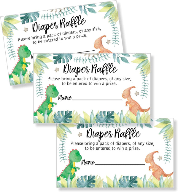 All Ewired Up 50 Dinosaur Diaper Raffle Tickets, Baby Shower Invitations, Supplies and Games for Baby Reveal Party