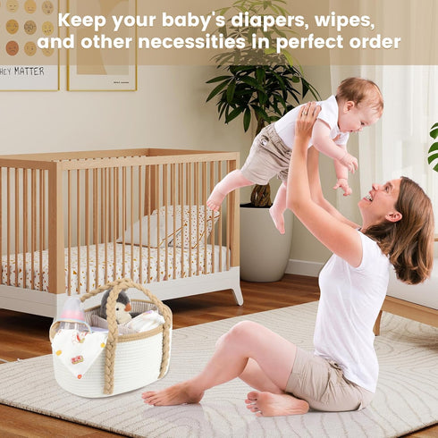 Baby Diaper Caddy, Portable Diaper Organizer for Changing Table, Car Travel Baby Shower Gifts Newborn Essentials