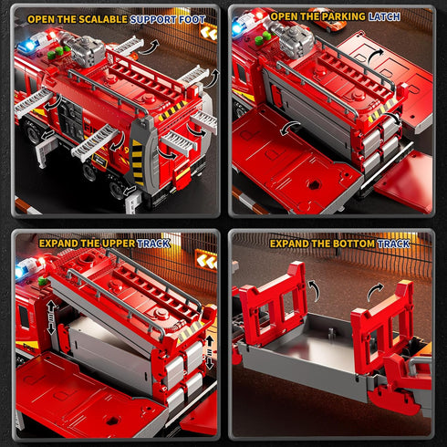 1-3, 1-3 3-5, 6 3-9 Fire Trucks for Toddlers Firetruck Toys for Toddlers Folded Carrier Truck Race Track with Racing