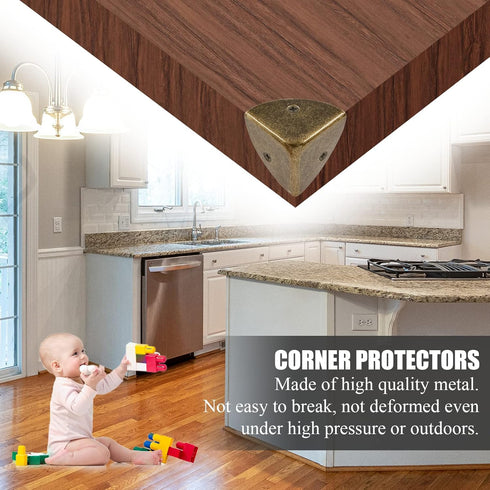 Zorveiio 12pcs Antique Metal Box Corner Protectors, Shelf Edge Protector Decorative, Corner Guards Reliable Hardware