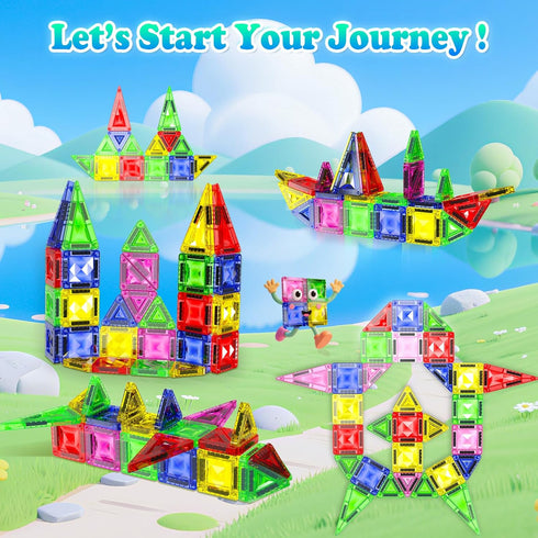Magnetopia 40 Set 3+, Mini Diamond Texture Magnetic Tiles with Iron Box, PCS Travel Magnetic Tiles, STEM Educational
