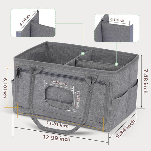 Volnamal Diaper Caddy with Wipe Dispenser One-Handed Access, Premium Diaper Organizer, Portable Car Organizer Nursery