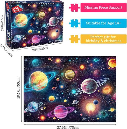 HUADADA Jigsaw Puzzles for Adults 1000 Piece Jigsaw Puzzles for Adults Challenging Game with Letters on Back (Mysterious Universe)