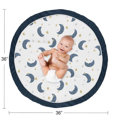 Tummy Sweet Jojo Designs Moon and Star Boy or Girl Baby Playmat Time Infant Play Mat - Navy Blue and Gold Watercolor