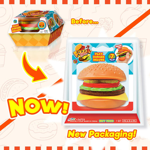 (6 Pack) 6723-6 JA-RU Foodie Fusion Play Burger Deluxe Squishy Toy Smushy Make Your own Patty. Squish Grilled Food Toys