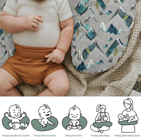 Boho Mountains Baby Nursing Pillow Covers for Boy Girl Mountain Range Landscape Nursery Feeding Pillowcase