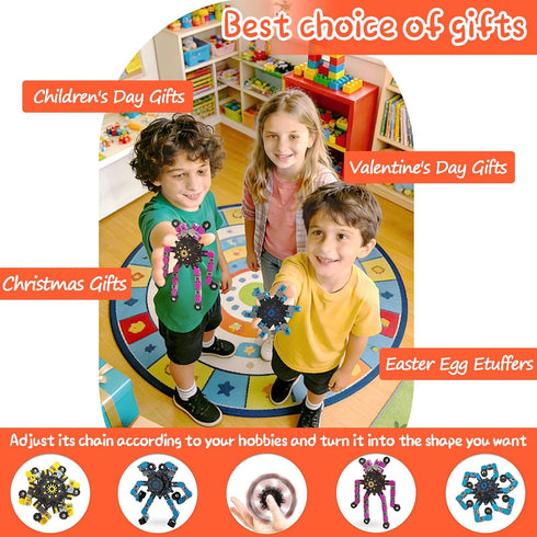 OAHCGNO S 24 Pack Funny Sensory Fidget Toys,Deformable Chain DIY Robot Spinners Stress Relief Gyro Toy Birthday Gifts