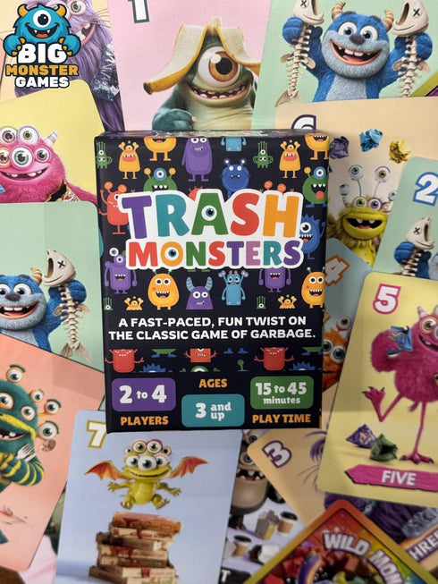 Big Monster Games 3 Trash Monsters - Card Game, Easy Number Sequencing Game with Fun Monsters | Ages and up | Kids