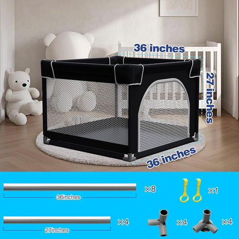 36x36 inches) Grobeybees Playpen for Babies and Toddlers, Small Baby Playpen, Playard with Bag, Indoor & Outdoor Play