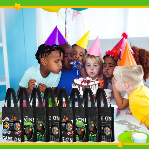 Ferraycle 24 Pack Video Game Themed Gift Bags, Non Woven Reusable Goody Treat Bags for Kids