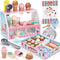 Wooden Ice Cream Toys Kitchen Play Store - Play Kitchen Accessories for Toddlers 3-5, Scoop, Menu & Fake Money