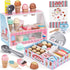 Wooden Ice Cream Toys Kitchen Play Store - Play Kitchen Accessories for Toddlers 3-5, Scoop, Menu & Fake Money