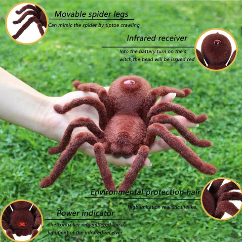 New Remote Control Scary Creepy Realistic Spider 2 Channel Infrared RC Model Toy Gift for Kids