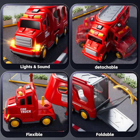 1-3 3-5, 5-in-1 Set 1 2 3 4 5 6 3-9 Fire Truck Toys for Toddler Fire Car Carrier Vehicle for Girls Years Old, Transport
