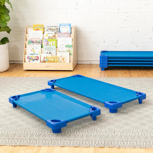 ECR4Kids 4-Pack Stackable Kiddie Cot Corner, Replacement Parts, Daycare Essentials, Blue